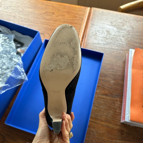 Mid calf Black healed Suede Stuart Weitzman boots - Picture 6 of 7